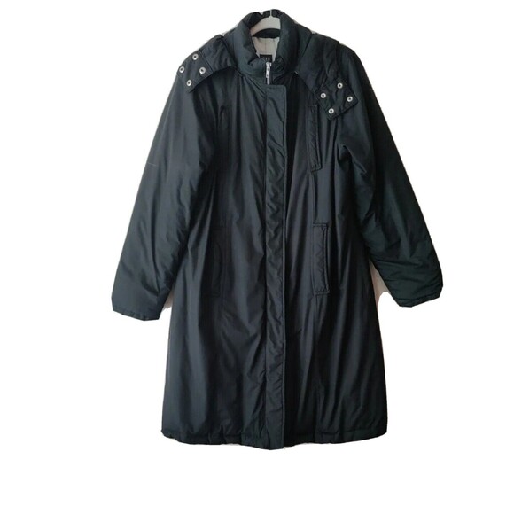 Gap Hooded Parka Winter Coat Women's Size Large Black Pockets (SMALL FLAW) - Picture 1 of 11